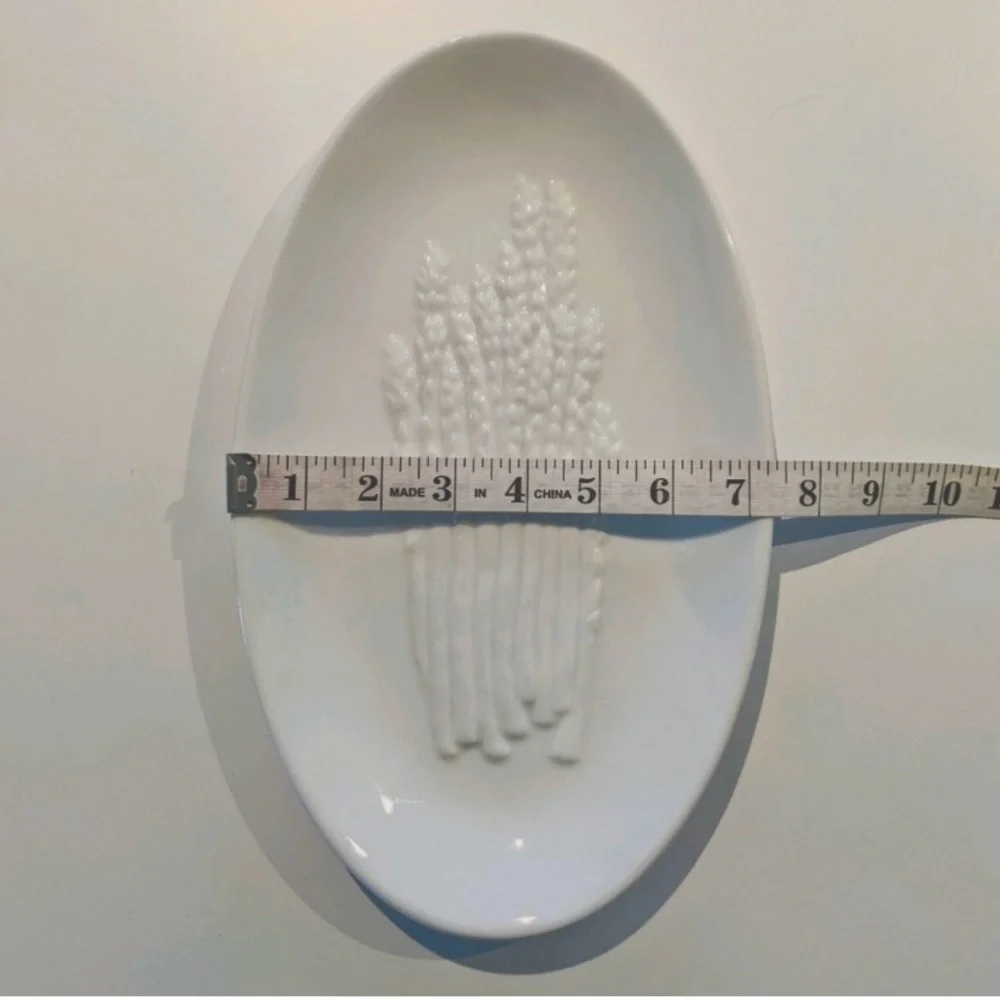 Crate & Barrel White Porcelain Oval Asparagus Dish